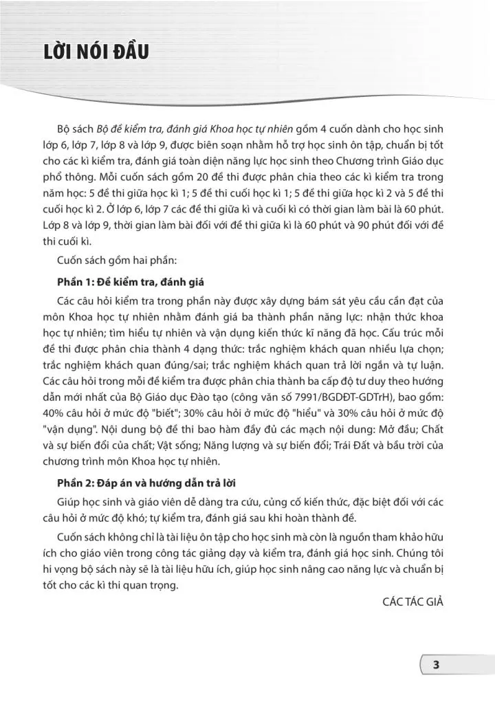 BỘ ĐỀ KIỂM TRA, ĐÁNH GIÁ KHOA HỌC TỰ NHIÊN LỚP 9 (Theo chương trình GDPT 2018)